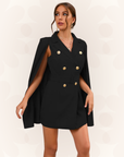 Daisy | Women’s Cape Blazer Mini Dress Gold Buttons