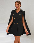 Daisy | Women’s Cape Blazer Mini Dress Gold Buttons