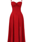 Samantha | Women’s Corset Midi Dress Flowing Skirt