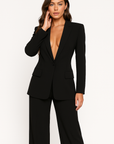 Olivia | Women’s Plunging Trouser Suit Set Single Button