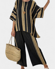 Calden | Comfortable Oversized Striped Top & Relaxed Linen Pants