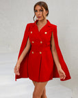 Daisy | Women’s Cape Blazer Mini Dress Gold Buttons