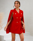 Daisy | Women’s Cape Blazer Mini Dress Gold Buttons