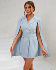 Daisy | Women’s Cape Blazer Mini Dress Gold Buttons