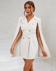 Daisy | Women’s Cape Blazer Mini Dress Gold Buttons