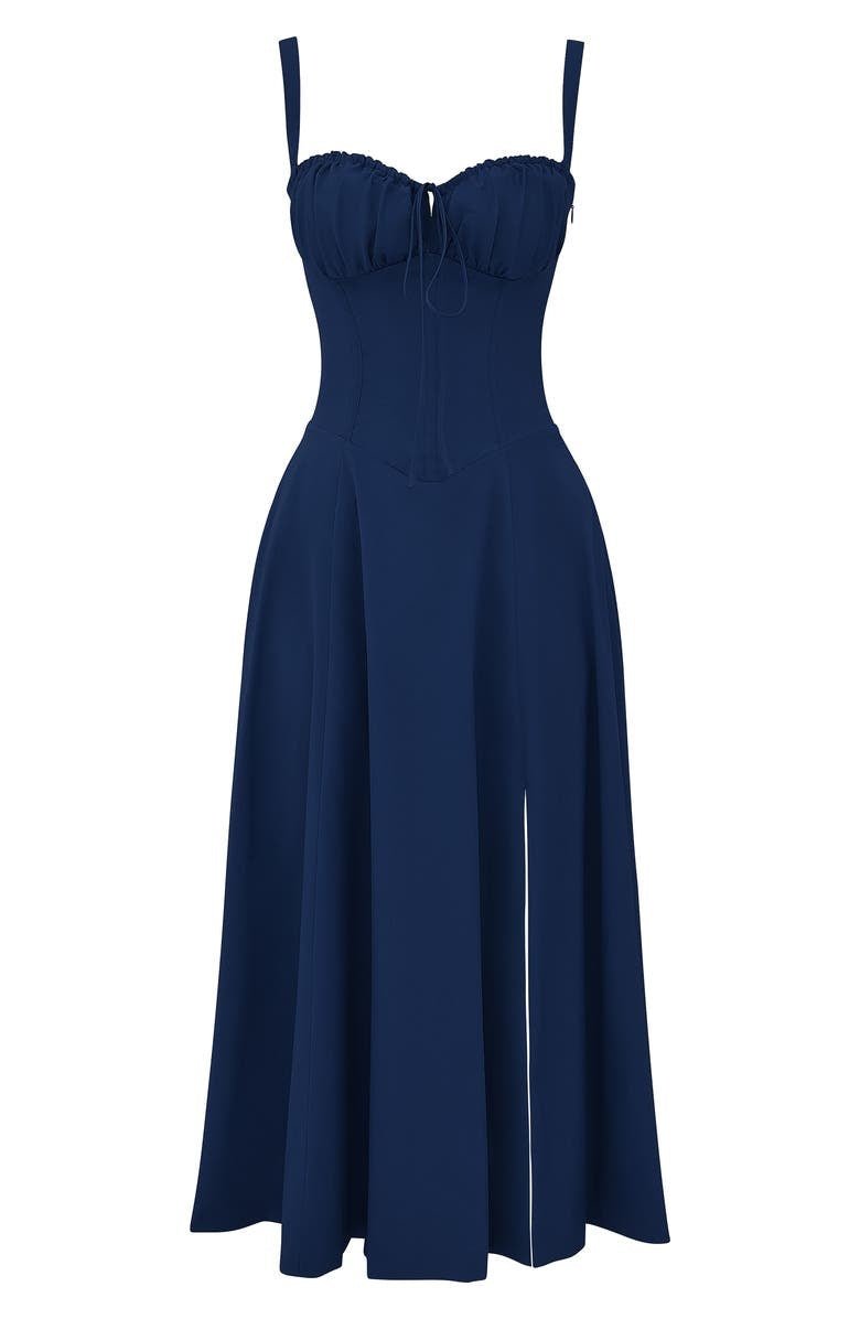 Samantha | Women’s Corset Midi Dress Flowing Skirt