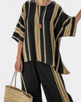 Calden | Comfortable Oversized Striped Top & Relaxed Linen Pants
